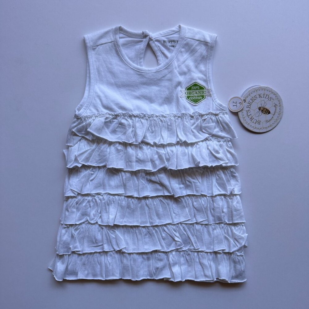 New 2T BURT'S BEES KIDS Toddler Girls 100% Organic Cotton Ruffled Knit Dress